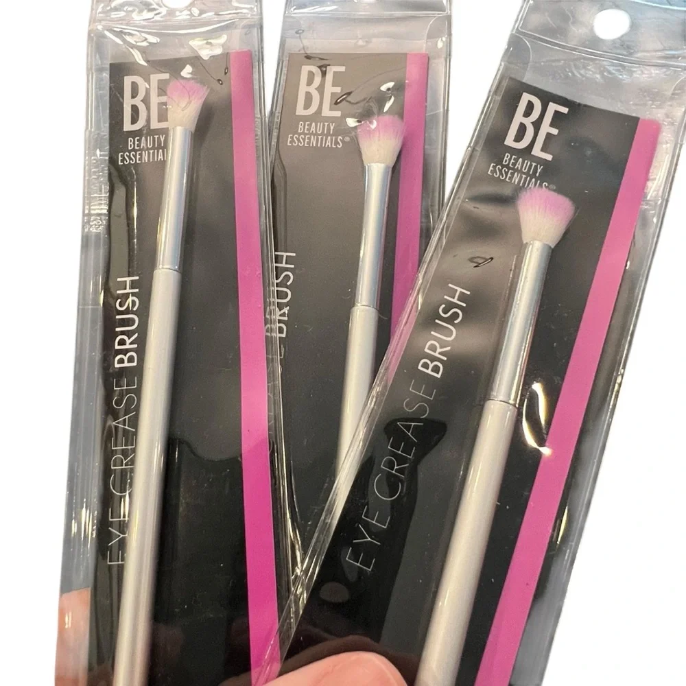 Beauty Essentials Makeup Brush 3 Pc Eye Crease Eyeshadow Pink Tipped Bristle NEW